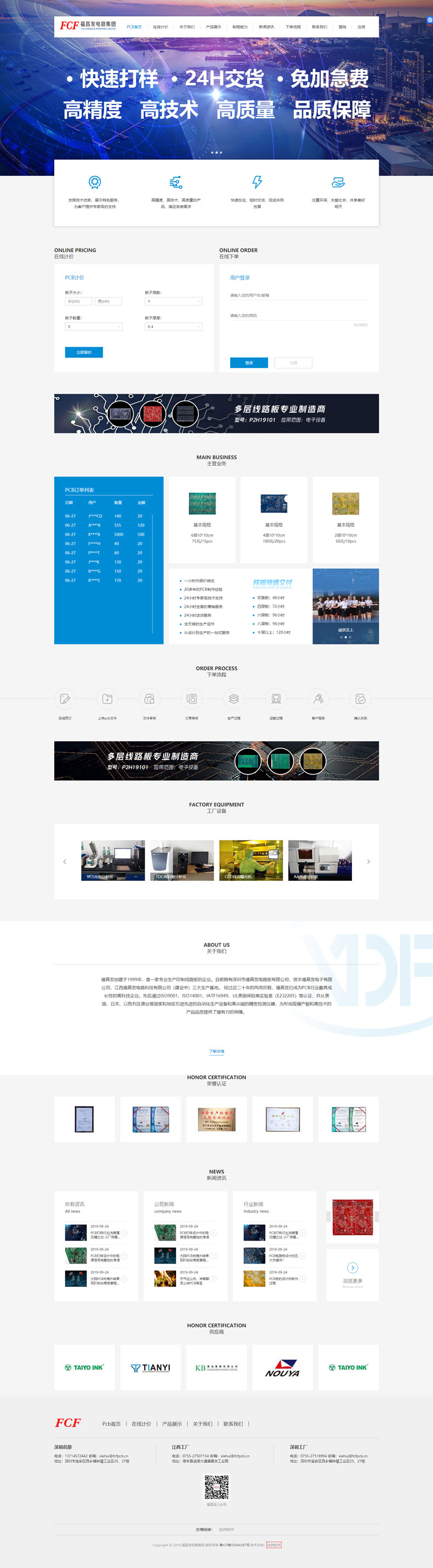 福昌发PCB在线下单系统首页